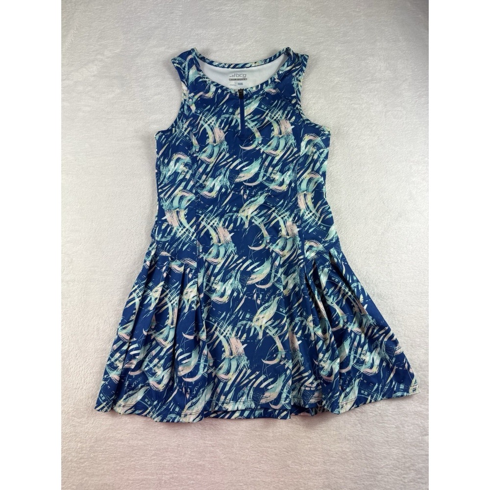 BCG Tennis Dress Girls‎ Size L 12-14 Blue Quarter Zip Pleated Activewear Golf
